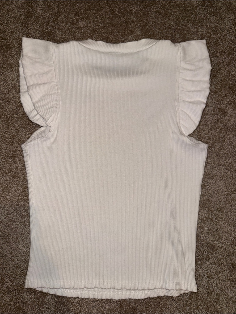 Alya Ivory Ruffle Sleeve Ribbed Tank - medium. G - Picture 4 of 6